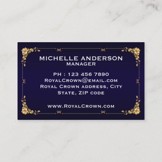 Royal blue Oceania, Visitekaartje van 3,54 x 2,165 (Achterkant)