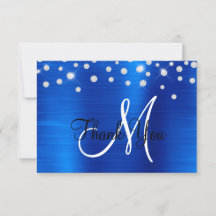 Royal Blue Ombre Folie Rhinestone Confetti Monogra