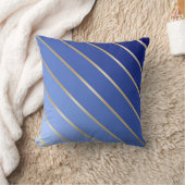 Royal Blue Ombre & Gold Stripe Pillow Kussen (Deken)