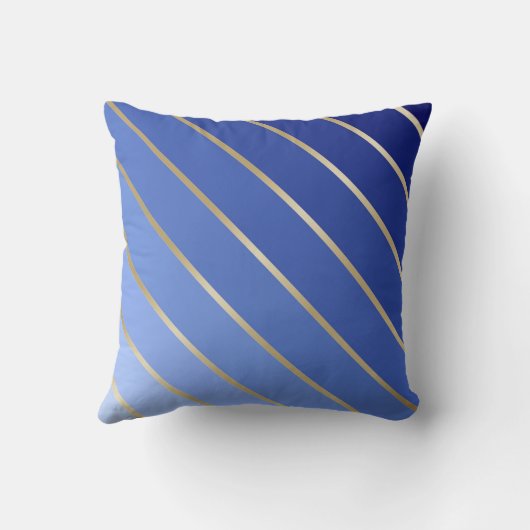 Royal Blue Ombre & Gold Stripe Pillow Kussen (Achterkant)