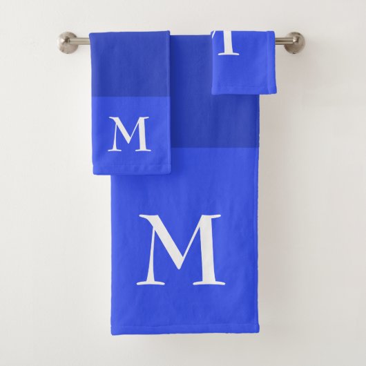 Royal Blue Ombre Monogrammed Bad Handdoek (Insitu)