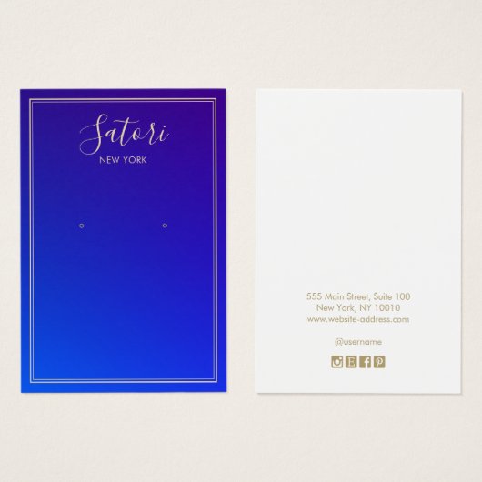 Royal Blue Ombre Script Earling Display Visitekaartje (Voorkant /achterkant)