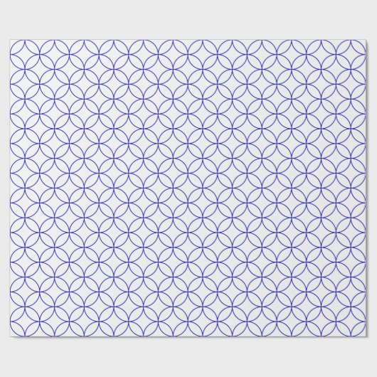 Royal Blue op White Overlapping Circles Cadeaupapier (Vlak)