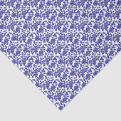 Royal Blue op White Rose Modern Damask Floral Tissuepapier (Detail)