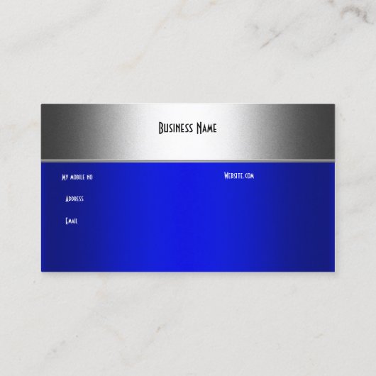 Royal Blue op zilver Elegant Visitekaartje (Achterkant)