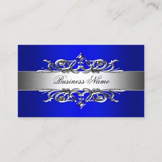 Royal Blue op zilver Elegant Visitekaartje (Voorkant)
