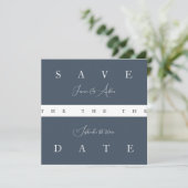 Royal Blue Opulence Eenvoudige foto bruiloft Save The Date (Staand voorkant)