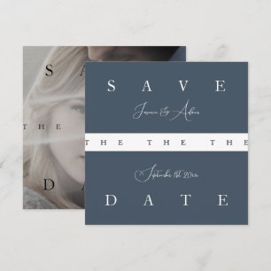 Royal Blue Opulence Eenvoudige foto bruiloft Save The Date