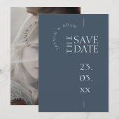 Royal Blue Opulence Eenvoudige foto bruiloft Save The Date (Voorkant / Achterkant)