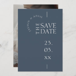 Royal Blue Opulence Eenvoudige foto bruiloft Save The Date