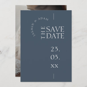 Royal Blue Opulence Eenvoudige foto bruiloft Save The Date