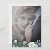 Royal Blue Opulence Eucalyptus Foto Bruiloft Kaart (Achterkant)