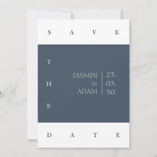 Royal Blue Opulence Minimale foto bruiloft Save The Date (Voorkant)