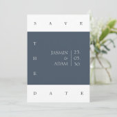 Royal Blue Opulence Minimale foto bruiloft Save The Date (Staand voorkant)