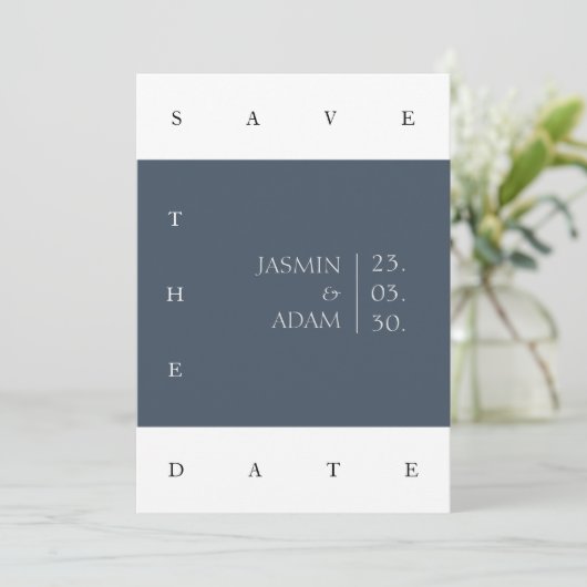Royal Blue Opulence Minimale foto bruiloft Save The Date (Staand voorkant)