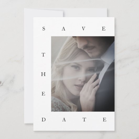 Royal Blue Opulence Minimale foto bruiloft Save The Date (Achterkant)