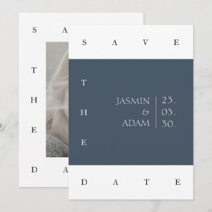 Royal Blue Opulence Minimale foto bruiloft Save The Date