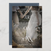 Royal Blue Opulence Minimale foto bruiloft Save The Date (Voorkant / Achterkant)