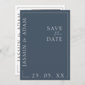 Royal Blue Opulence Minimale foto bruiloft Save The Date (Voorkant / Achterkant)