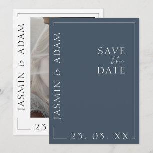 Royal Blue Opulence Minimale foto bruiloft Save The Date