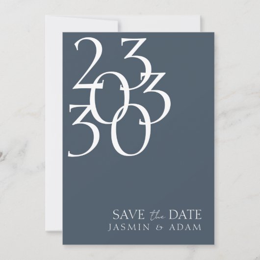 Royal Blue Opulence Minimale Typografie Bruiloft Save The Date (Voorkant)
