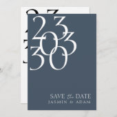 Royal Blue Opulence Minimale Typografie Bruiloft Save The Date (Voorkant / Achterkant)