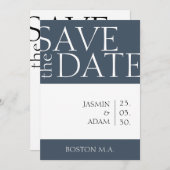 Royal Blue Opulence Minimale Typografie Bruiloft Save The Date (Voorkant / Achterkant)