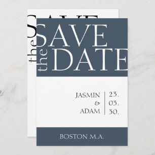 Royal Blue Opulence Minimale Typografie Bruiloft Save The Date