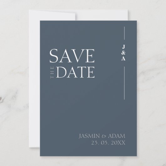 Royal Blue Opulence Minimalistisch Monogram Bruilo Save The Date (Voorkant)