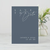 Royal Blue Opulence Moderne Typografie Bruiloft Save The Date (Staand voorkant)