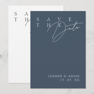 Royal Blue Opulence Moderne Typografie Bruiloft Save The Date