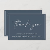 Royal Blue Opulence Script bruiloft dank u kaart (Voorkant / Achterkant)