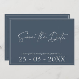 Royal Blue Opulence Script Bruiloft Save The Date