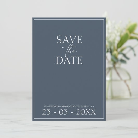 Royal Blue Opulence Script Bruiloft Save the Date (Staand voorkant)