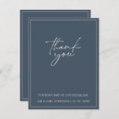 Royal Blue Opulence Script Typografie Bruiloft Bedankkaart (Voorkant / Achterkant)