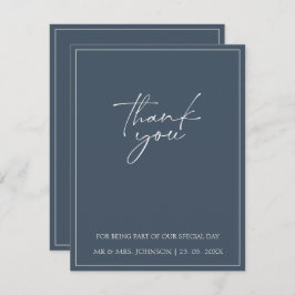 Royal Blue Opulence Script Typografie Bruiloft Bedankkaart