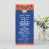 Royal Blue, Oranje Bloemen, Harten Trouwprogramma Programmakaart (Staand voorkant)