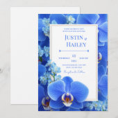 Royal Blue Orchid Modern Tropical Wedding Kaart (Voorkant / Achterkant)