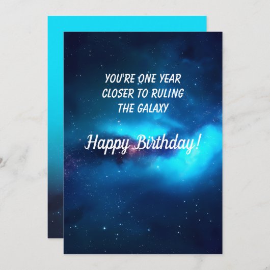 Royal Blue Outer Space Verjaardag Kaart (Voorkant / Achterkant)