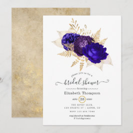 Royal Blue, Paars en Gold Floral Vrijgezellenfeest Kaart