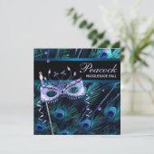 Royal Blue Paars Peacock Masquerade Party Kaart (Staand voorkant)