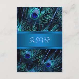 Royal Blue Paars Peacock Wedding RSVP-kaarten RSVP Kaartje