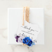 Royal Blue Paarse Blooms Wedding Bedankt Bedankjes Labels (In situ)