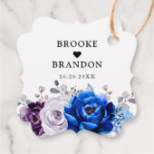 Royal Blue Paarse Blooms Wedding Bedankt Bedankjes Labels (Achterkant)