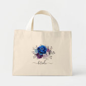 Royal Blue Paarse Navy Lila Blooms Wedding Mini Tote Bag (Voorkant)