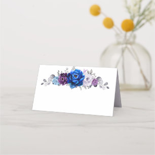 Royal Blue Paarse Navy Lila Blooms Wedding Plaatskaartje