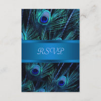 Royal Blue Paarse Pauw bruiloft RSVP Kaarten