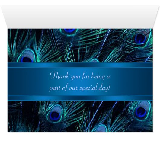 Royal Blue Paarse Peacock Feathers Wedding (Binnen Horizontaal (Onder))