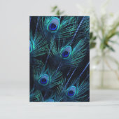 Royal Blue Paarse Peacock Feathers Wedding Kaart (Staand voorkant)