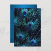 Royal Blue Paarse Peacock Feathers Wedding Kaart (Voorkant / Achterkant)